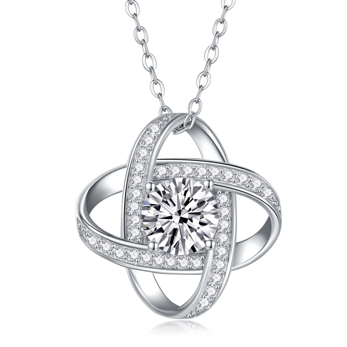 1Carat Moissanite Pendant Set in S925 Sterling Silver with Platinum Plating