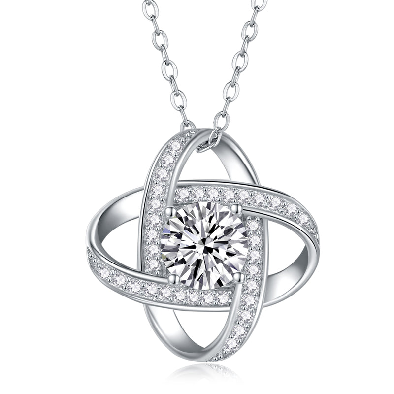 1Carat Moissanite Sterling Silver Pendant with Platinum Plating Elegant Floral Design - 2
