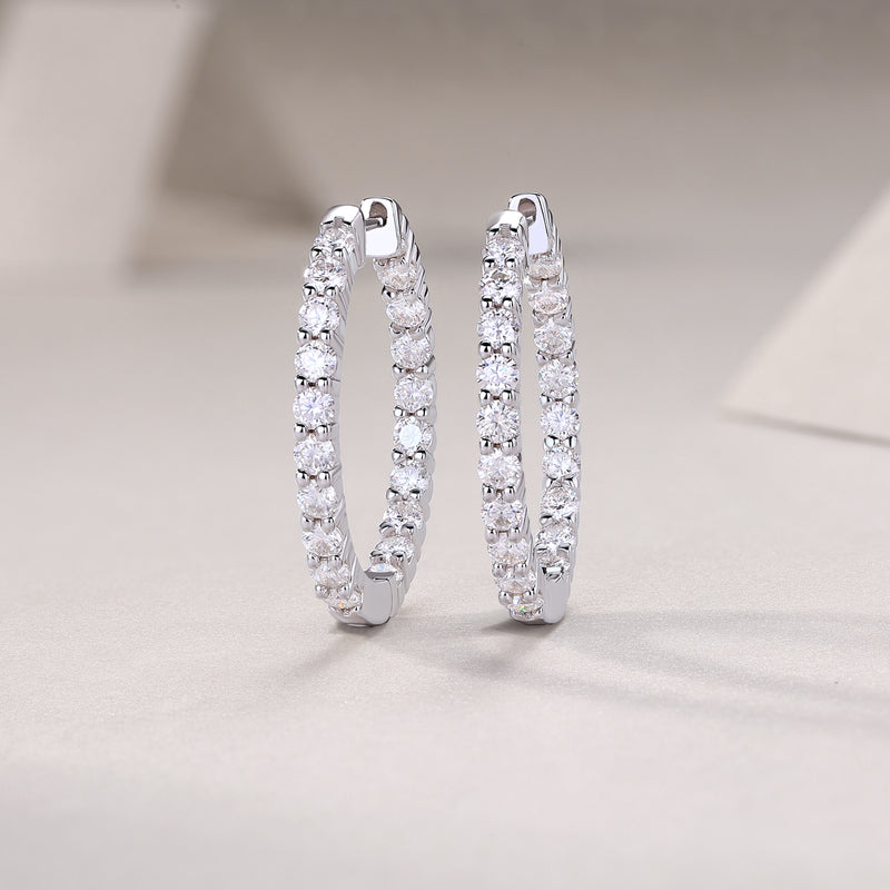 Luxury Moissanite Stud Earrings in S925 Silver Elegant Hoop Design - 3
