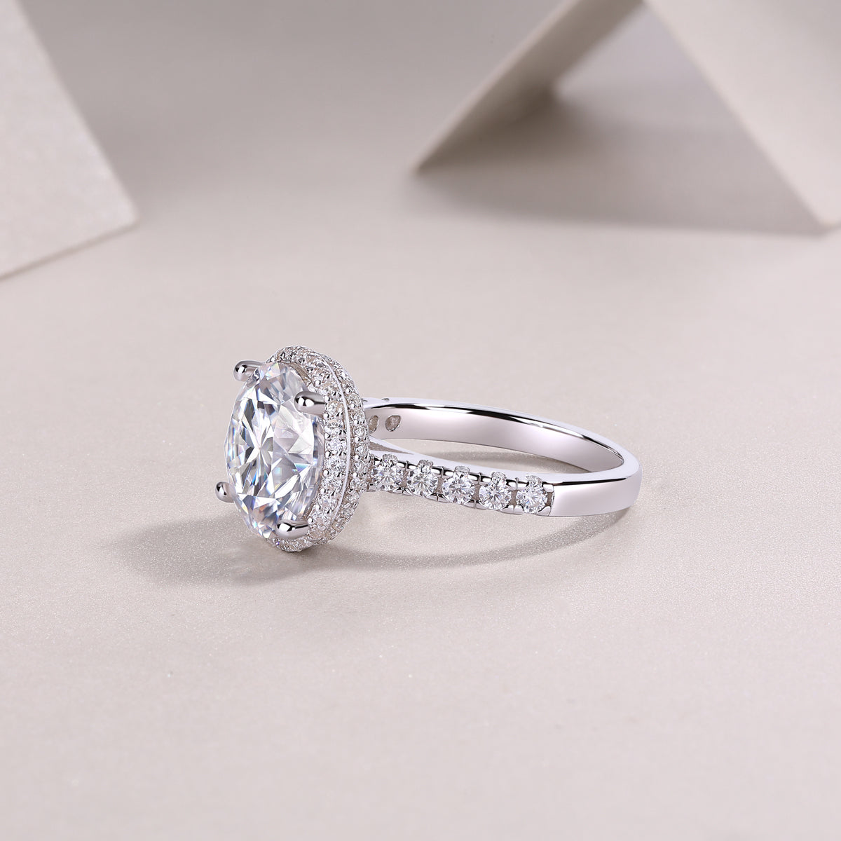 5-Carat Moissanite Sterling Silver Ring Elegant Starry Sky Design