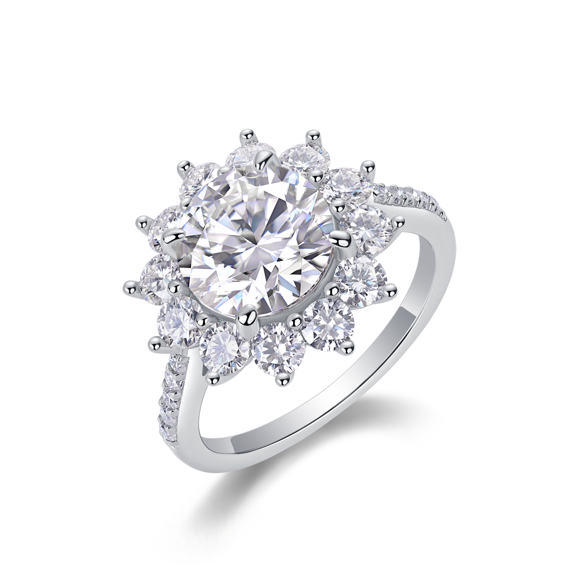 1Sunflower 3-Carat Moissanite Sterling Silver Ring Fashion Jewelry