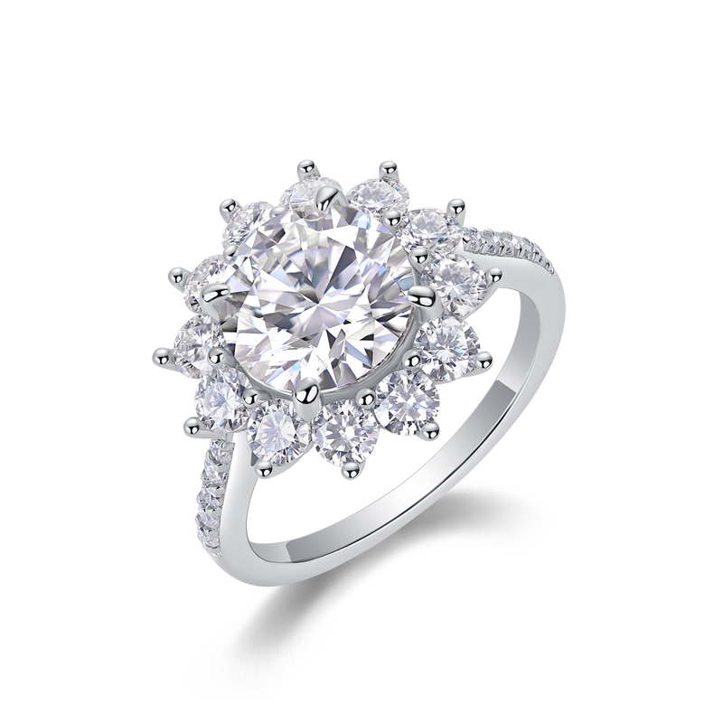 1Sunflower 3-Carat Moissanite Sterling Silver Ring Modern Elegant Fine Jewelry - 5
