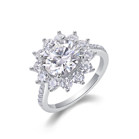 1Sunflower 3-Carat Moissanite Sterling Silver Ring Fashion Jewelry