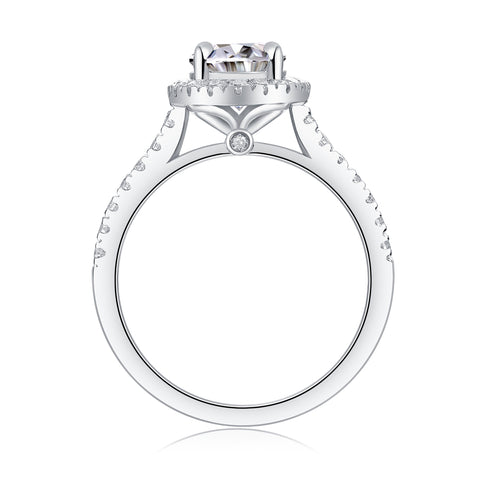 Audrey Large Egg-Shaped Moissanite Silver Ring S925 Fine Jewelry