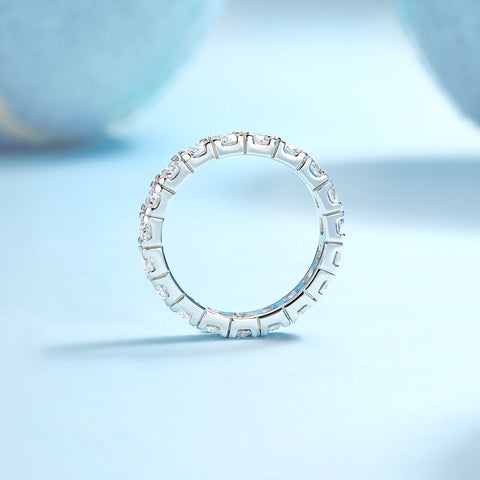 S925 Silver Starry Sky Moissanite Eternity Ring Elegant Fashion Jewelry
