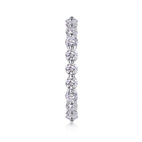 S925 Silver Moissanite Ring with Sparkling Single Row Stones Modern Elegant Fine Jewelry