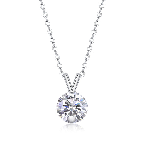 S925 Silver Moissanite V-Chain Pendant Necklace 2 Carat Sparkle