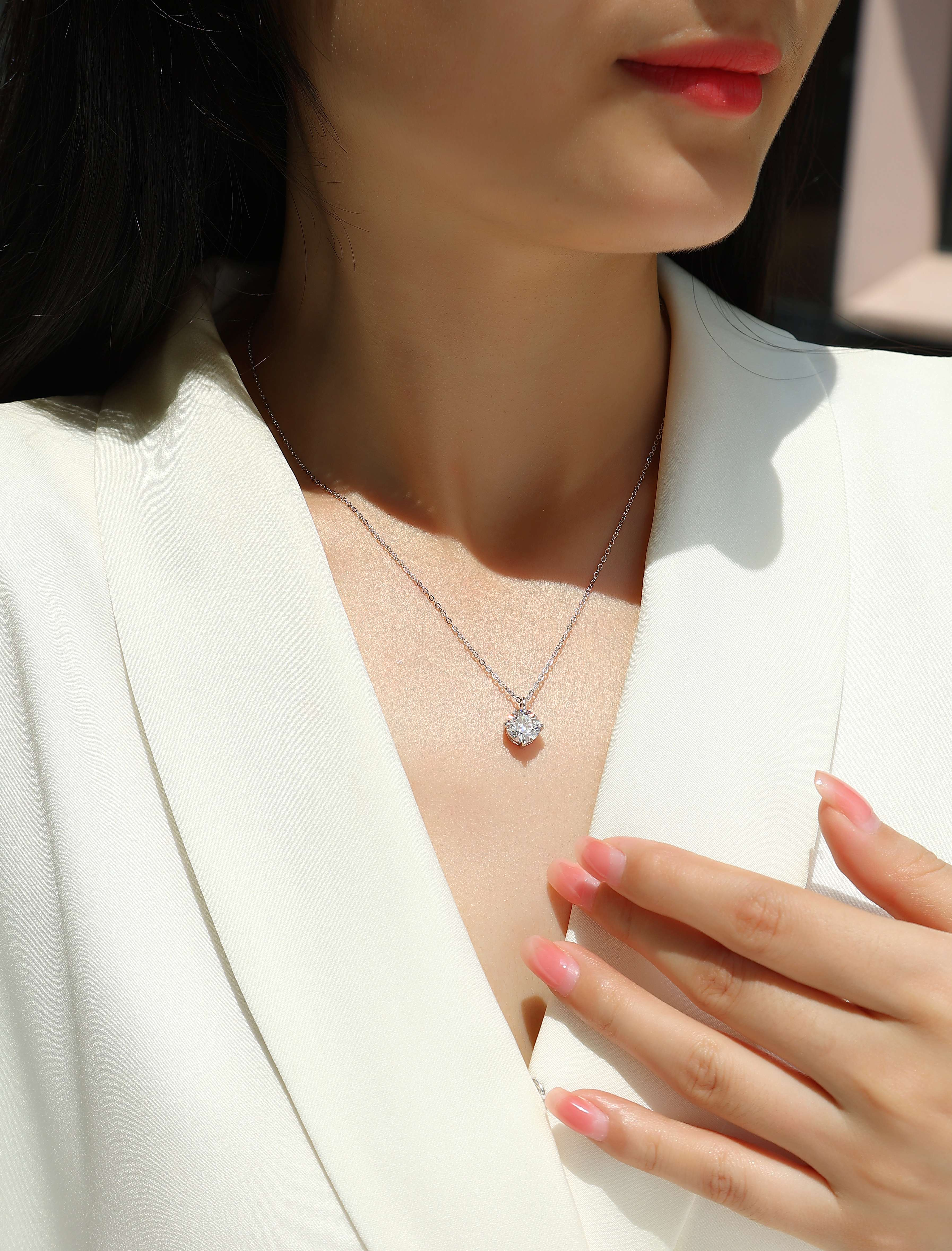 2-Carat Moissanite Pendant Necklace in S925 Silver