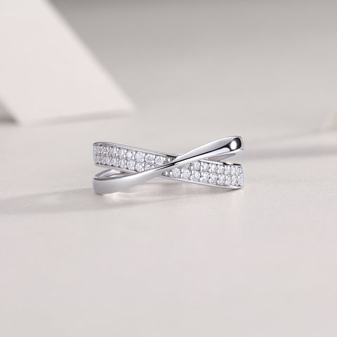 S925 Silver Moissanite Wrap Around Ring Modern Elegant Fine Jewelry
