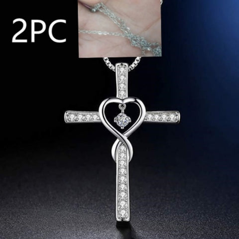 Gold Plated Christian Cross Pendant Necklace with Birthstone Crystal