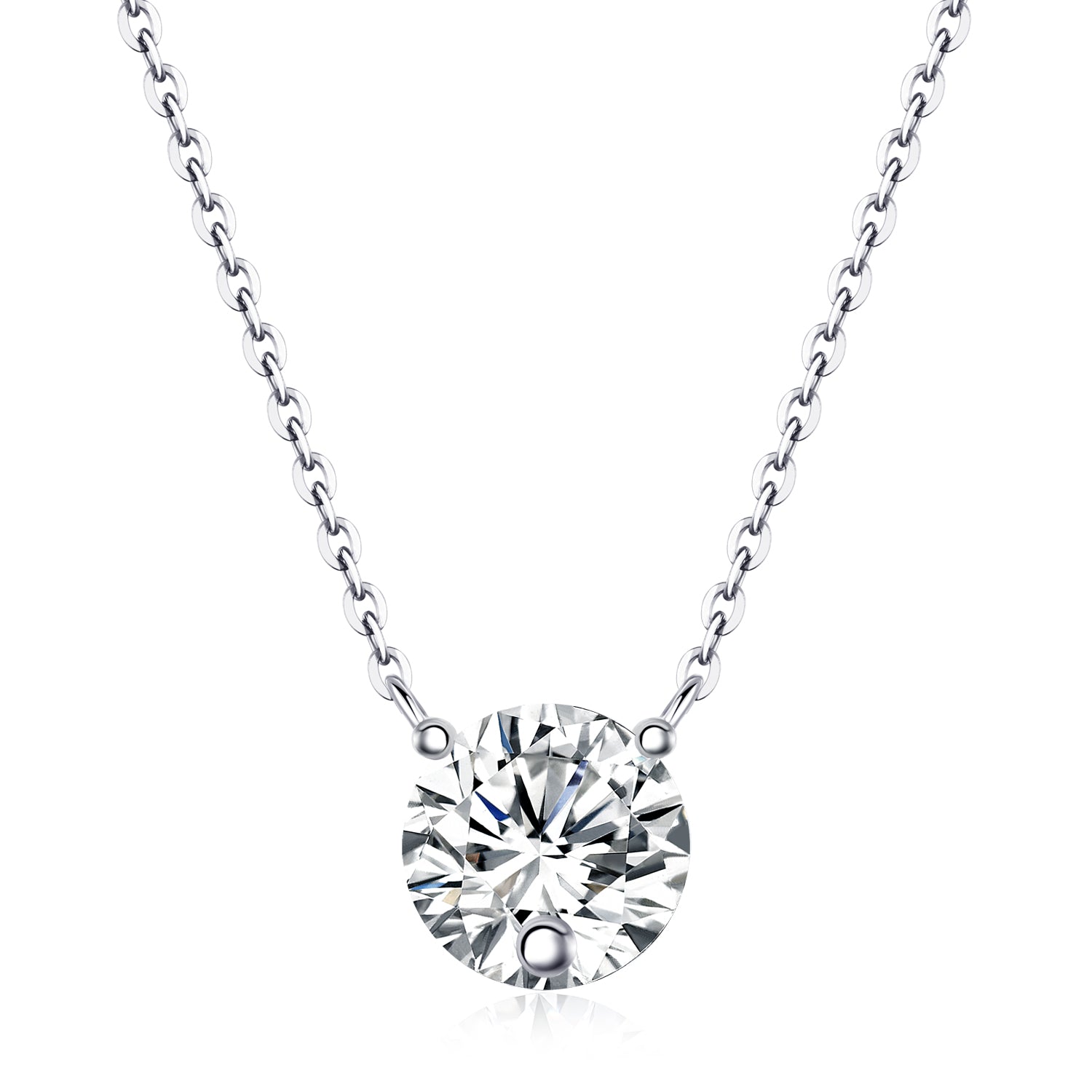 2-Carat Moissanite Pendant Necklace in S925 Sterling Silver with Platinum Plating