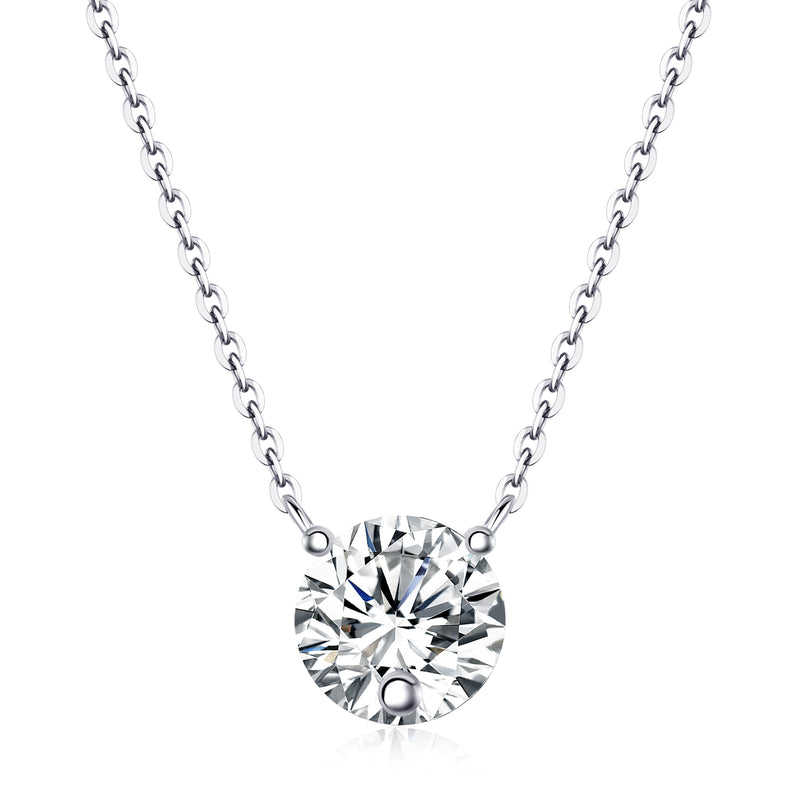 2-Carat Moissanite Pendant Necklace in S925 Sterling Silver with Platinum Plating - Modern & Elegant - 2