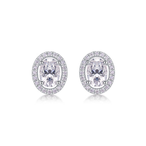 1Phantom Night Sterling Silver Moissanite Stud Earrings Elegant Oval Design