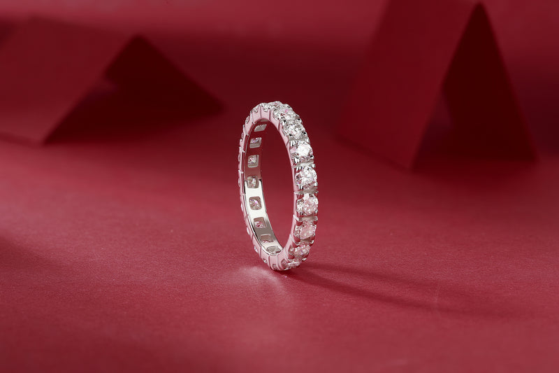 S925 Silver Starry Sky Moissanite Eternity Ring Elegant Fashion Jewelry - 6