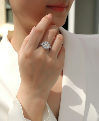 S925 Sterling Silver 5-Carat Moissanite Ring Elegant Modern Luxury