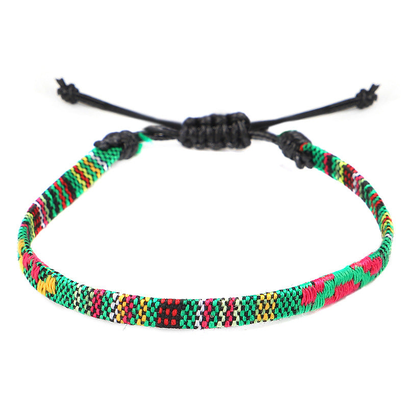 Bohemian Hand Woven Rainbow Color Cloth Anklet