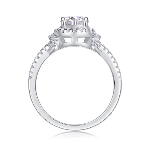 S925 Silver Large Moissanite Wedding Ring Elegant Sparkling Design