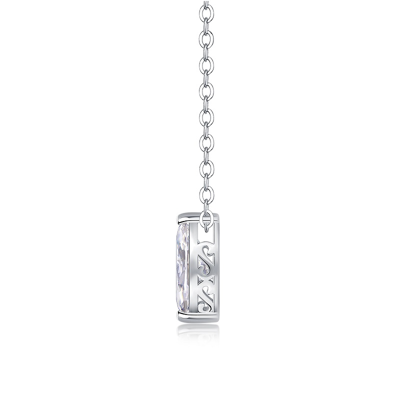 S925 Sterling Silver Moissanite Pendant Necklace Horse Eye Shape Elegant Fine Jewelry