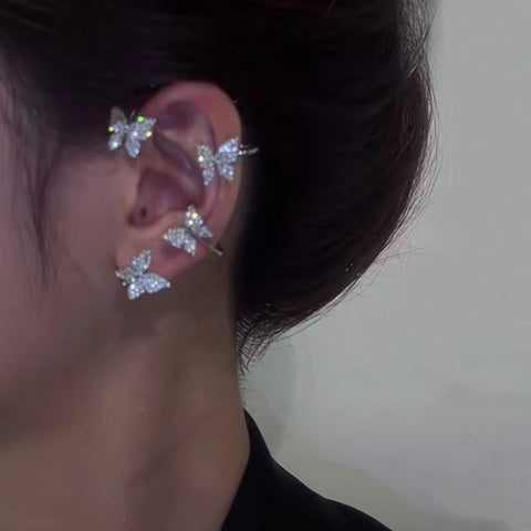 Butterfly Ear Clip and Ear Hook Fashion Earrings