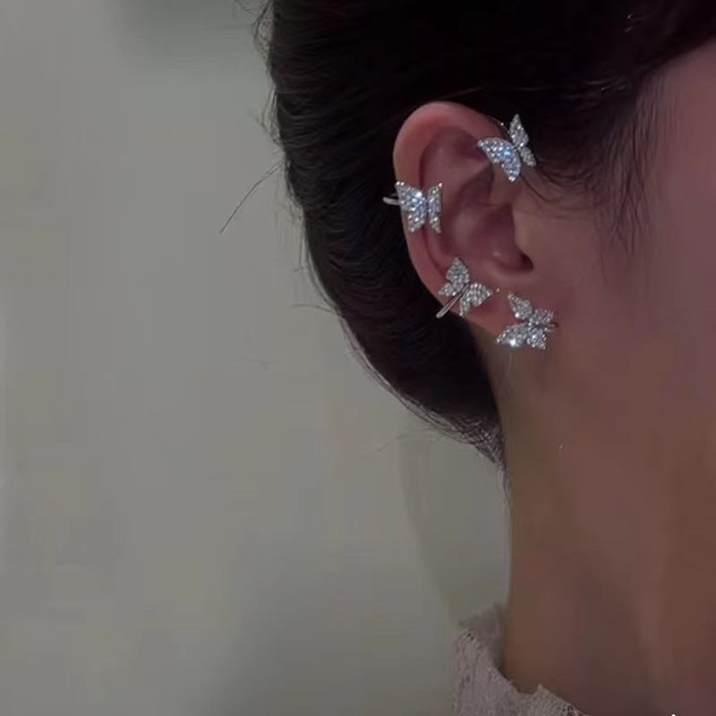 Butterfly Ear Clip and Ear Hook Fashion Earrings