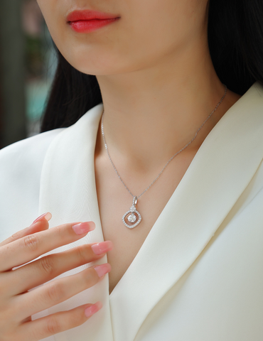 1 Carat Moissanite Pendant Necklace in S925 Sterling Silver with Platinum Plating