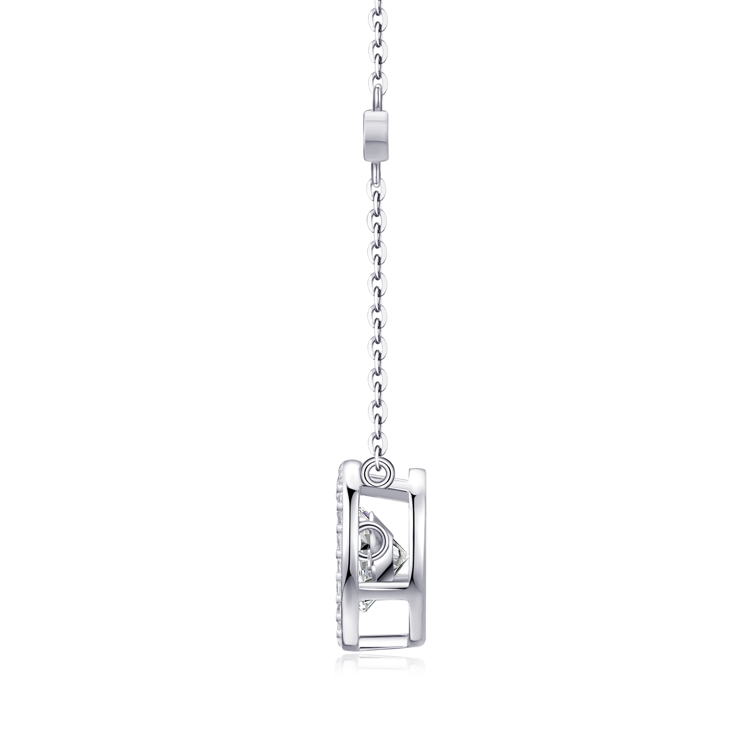 1Carat Moissanite Pendant Necklace in S925 Sterling Silver with Platinum-Plated Accent