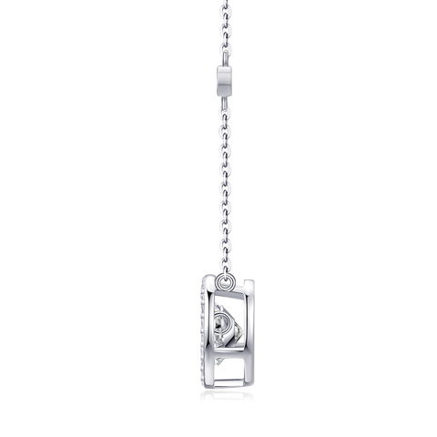 1Carat Moissanite Pendant Necklace in S925 Sterling Silver with Platinum-Plated Accent