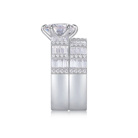 1Vanilla 3-Carat Moissanite S925 Sterling Silver Ring Set Modern Elegant Fine Jewelry