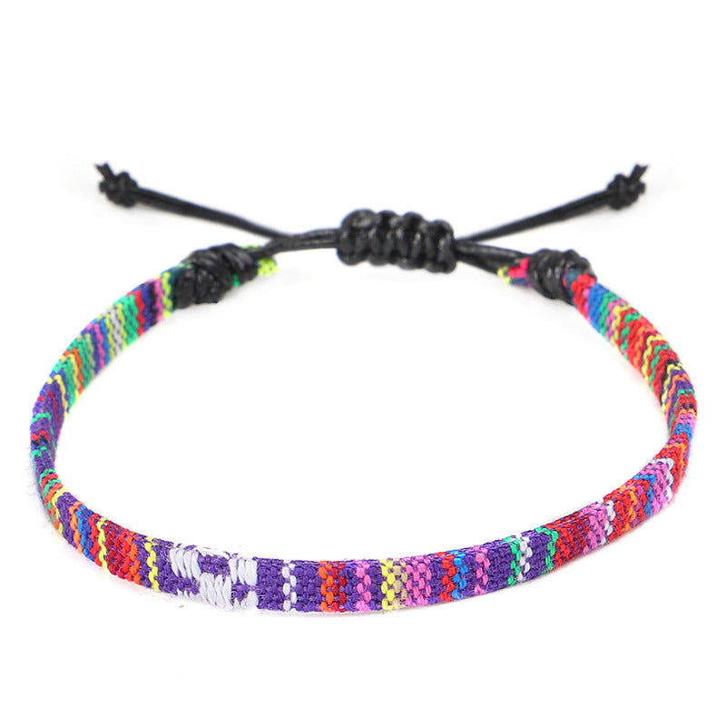 Bohemian Hand Woven Rainbow Color Cloth Anklet - 10