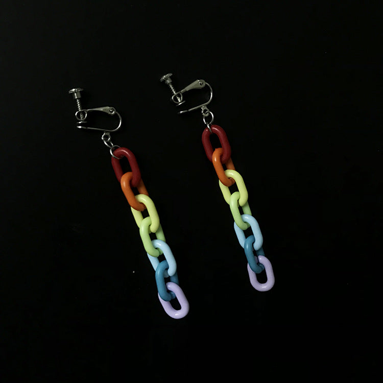 Bold Rainbow Acrylic Chain Earrings for Women