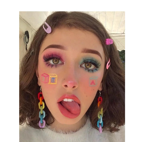 Bold Rainbow Acrylic Chain Earrings for Women