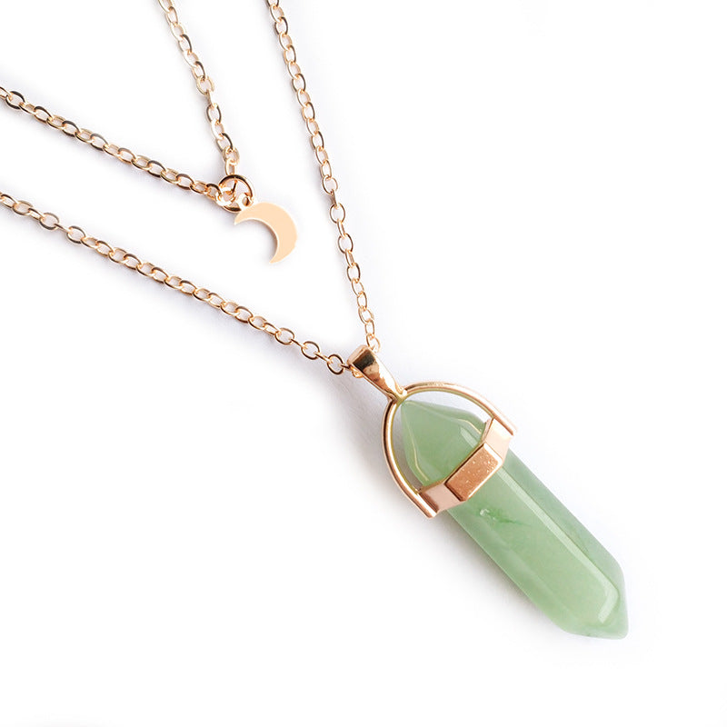 Moon Hexagonal Column Pendant Necklace for Women - 6