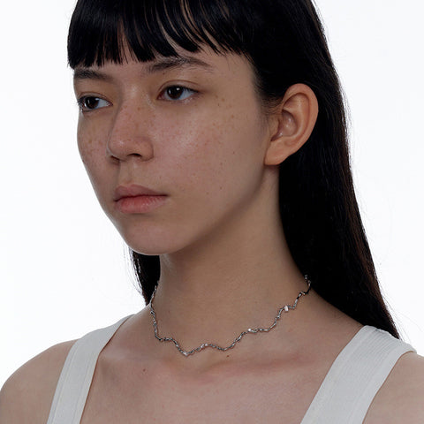 Adjustable Wave Pattern Gold Plated Brass Necklace