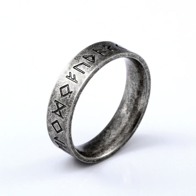 Men's Stainless Steel Viking Odin Rune Ring - 6
