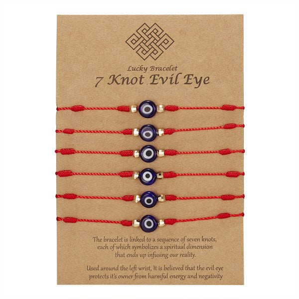 7-Knot Evil Eye Adjustable Bracelet Set with Blue Eye Charm - 3