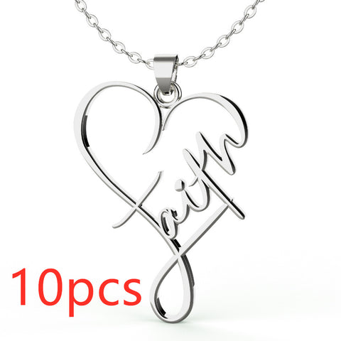 Minimalist Stainless Steel Faith Heart Pendant Necklace