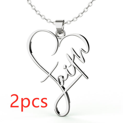 Minimalist Stainless Steel Faith Heart Pendant Necklace