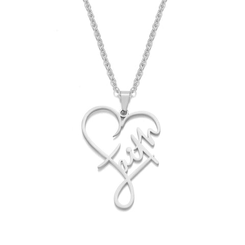 Minimalist Stainless Steel Faith Heart Pendant Necklace