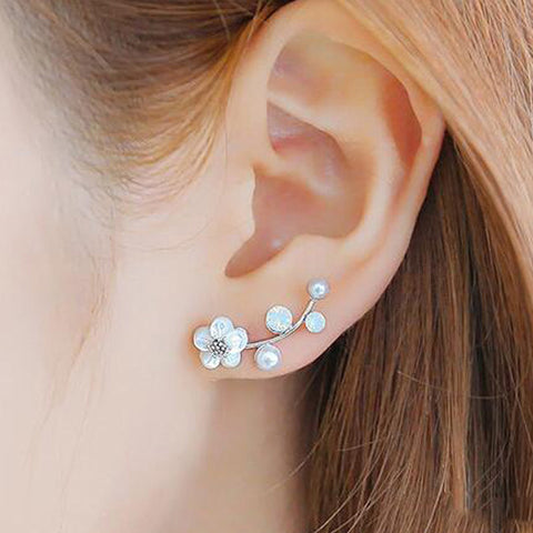 Natural Landscape Mountain Ear Climber Earring in Gold and Silver