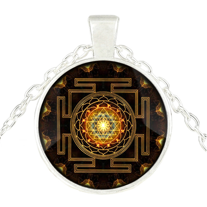 Sacred Sri Lanka Yantra Pendant Necklace in Alloy