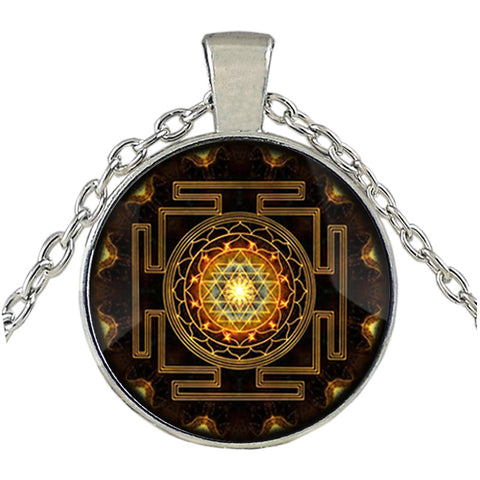 Sacred Sri Lanka Yantra Pendant Necklace in Alloy