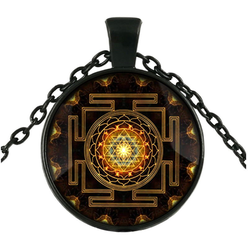 Sacred Sri Lanka Yantra Pendant Necklace in Alloy