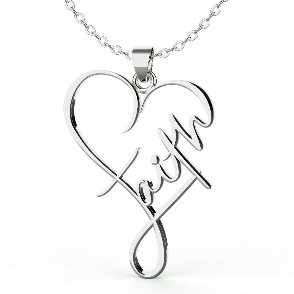 Minimalist Stainless Steel Faith Heart Pendant Necklace