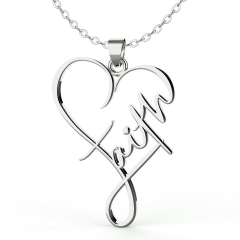 Minimalist Stainless Steel Faith Heart Pendant Necklace