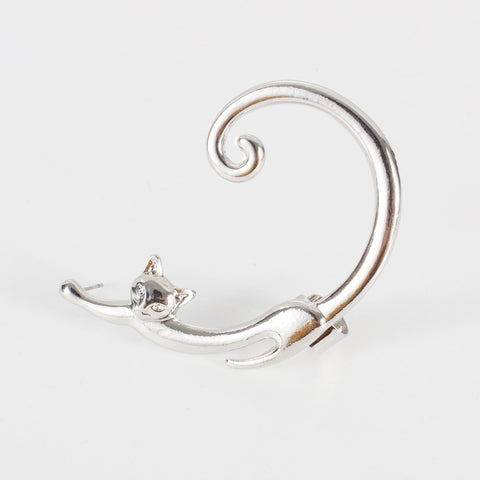 Punk Style Cat Ear Cuff Stud Earring Single Piece Black Alloy