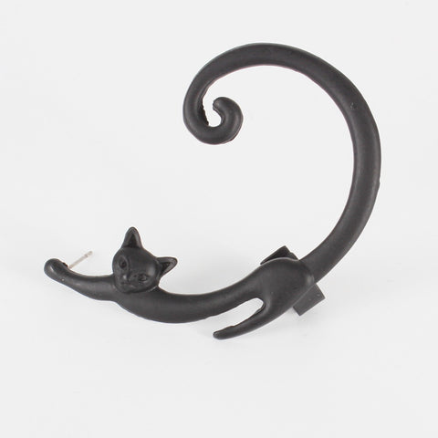 Punk Style Cat Ear Cuff Stud Earring Single Piece Black Alloy