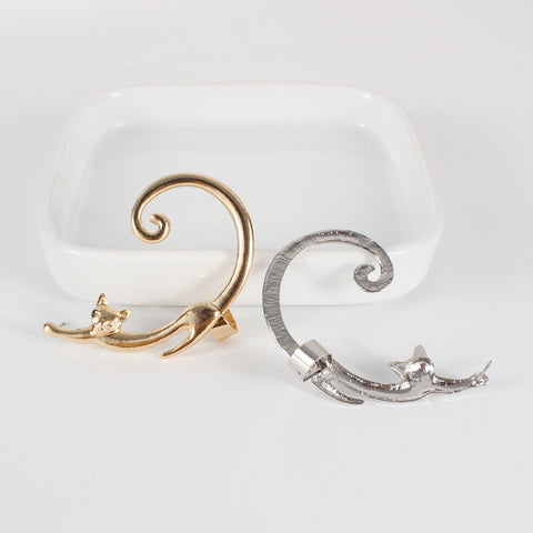 Punk Style Cat Ear Cuff Stud Earring Single Piece Black Alloy