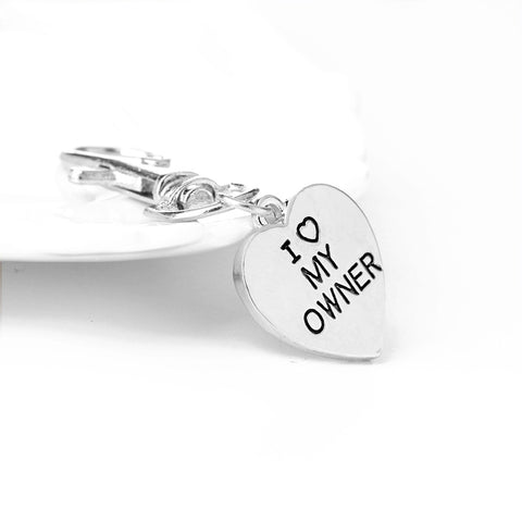 I Love My Dog and Owner Heart Necklace and Keychain Set