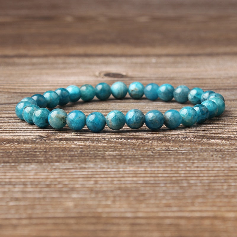 Natural Blue Apatite Beaded Bracelet for Men and Women - 3
