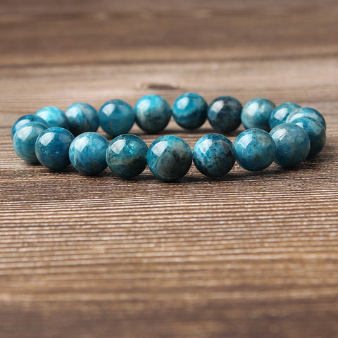 Natural Blue Apatite Beaded Bracelet for Men and Women